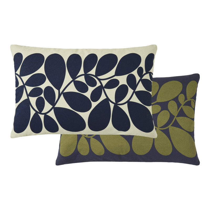 Sycamore Stripe 40X60cm Feather Cushion, White/Dark Blue/Green