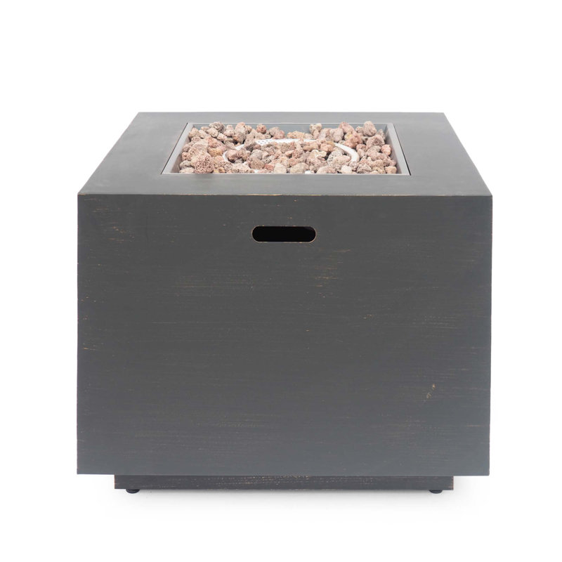 Square Iron Fire Pit-50 000 Btu, Brown/Brushed Gold