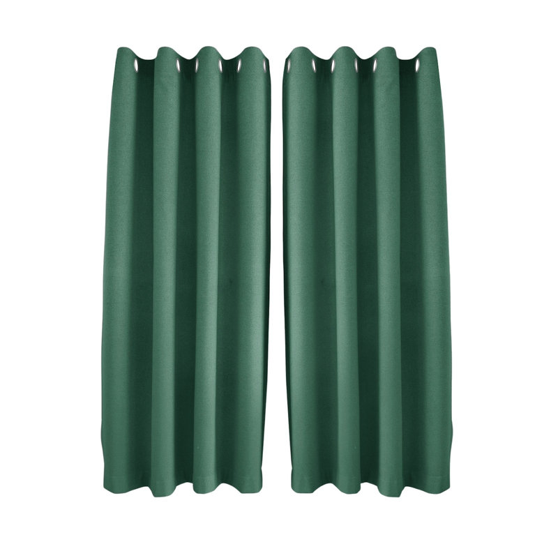Linen Blend Blackout Curtain Panel Pair, Green, 117cm Width x 160cm Drop