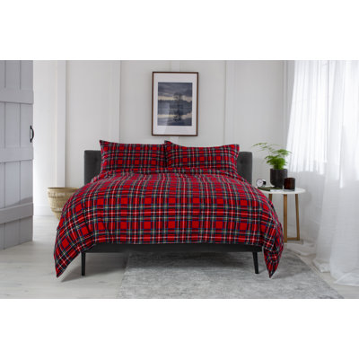 Cotton Plaid Duvet Cover Set with Pillowcases