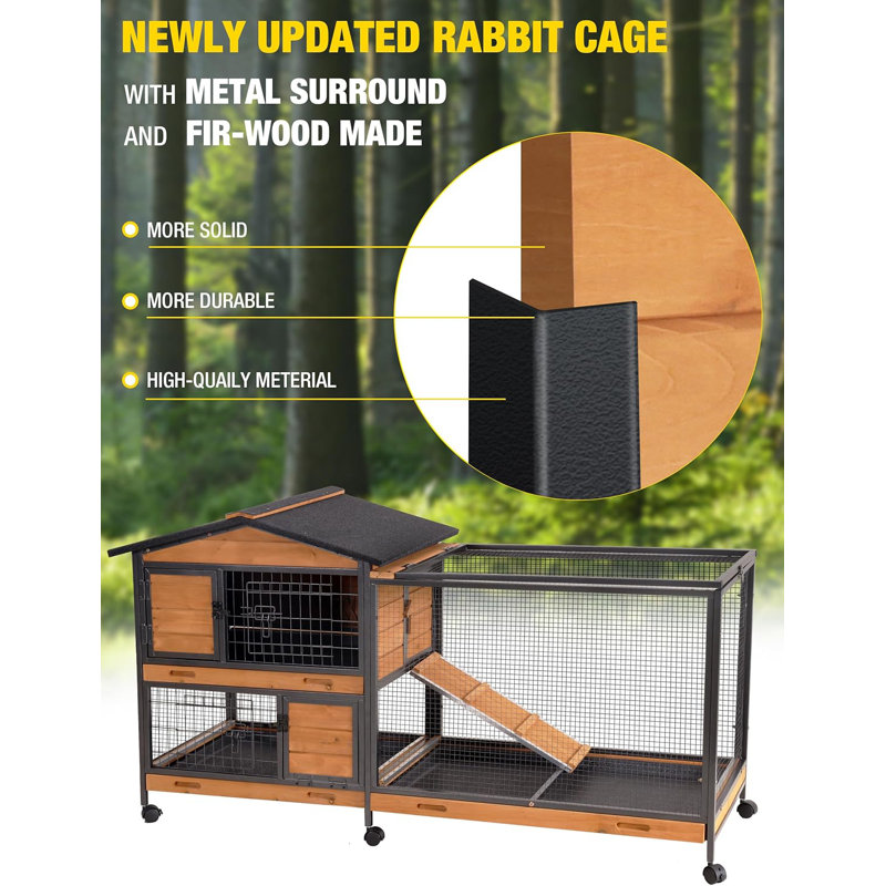 Shelbie Weather Resistant Portable Rabbit Hutch with Ramp