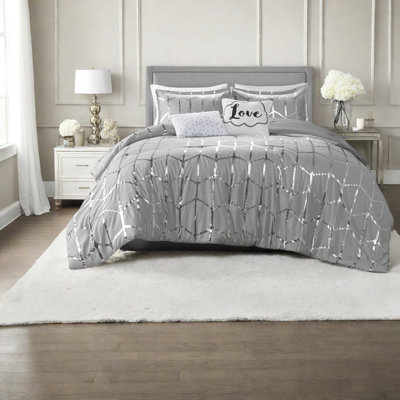 Modern Twin/twin Xl Bedding Sets With Metallic Print, Durable Microfiber Material For Stylish Home Décor
