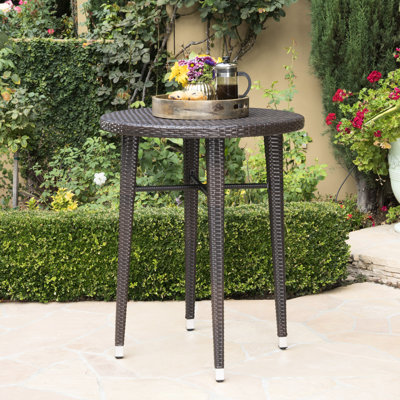 Table de bar ronde pour la fête dans la cour - toutes saisons, structure en fer, H 41 po, l 32,5 po, P 33,33 po, ton de détente brun multi-styles