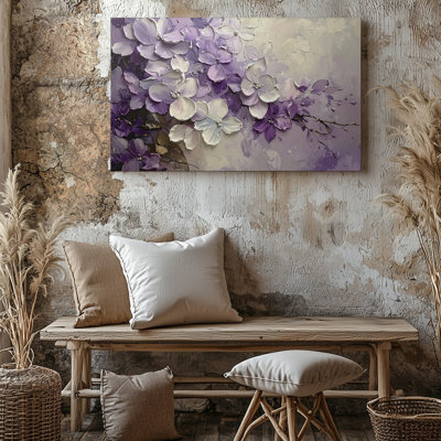 Lilas chuchotement empâtement texturé floral dans des tons pastel de certains art mural sur toile prêt à accrocher galerie décorée de qualité supérieure