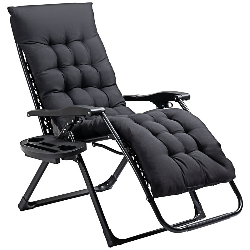 Zero Gravity Chair Folding Reclining Lounge Chair With Padded Cushion, Black