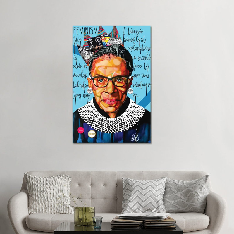 Ruth Ginsburg - impression d'art graphique, Pas de tapis, Toile tendue, H 32 po x l 48 po x 1,5 po