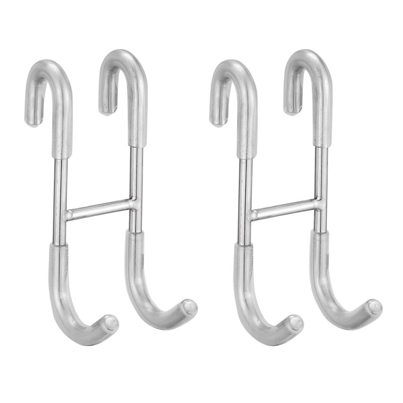 Crochet pour porte de salle de bain sans cadre en J en acier inoxydable sans perçage en noir (paquet de 2), Chrome poli