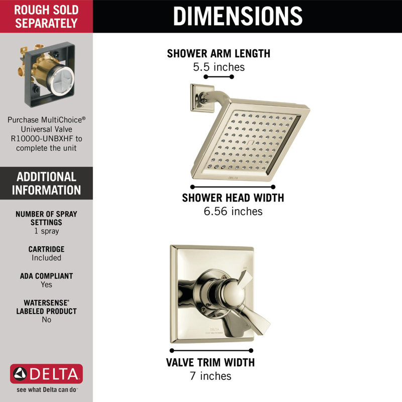 Dryden Shower Faucet, Brilliance Polished Nickel
