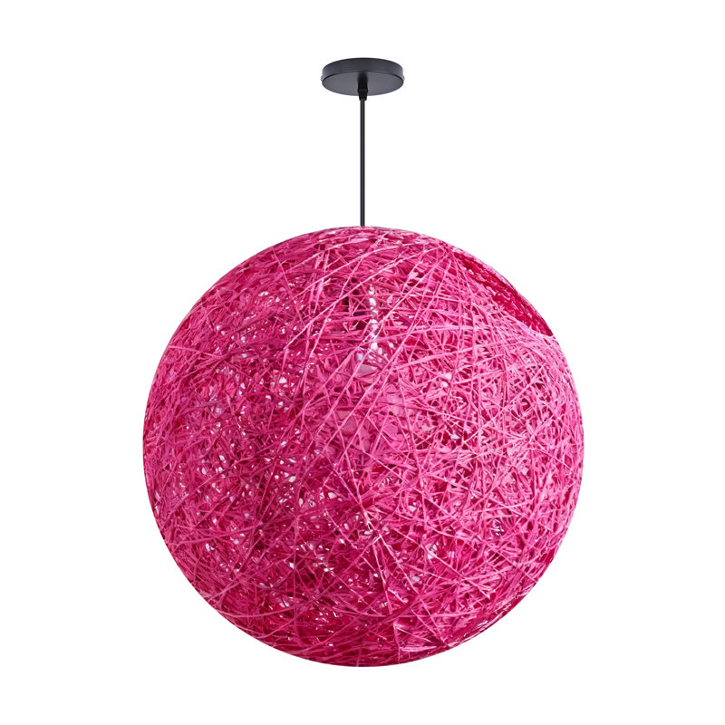 Luminaire suspendu sphère 1 lumière blanc, H 19,68 po x l 19,68 po x P 19,68 po, Rose
