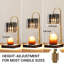 Bougie chauffe-lampe avec minuterie, bougie électrique à intensité réglable à hauteur réglable, cadeaux pour les femmes, lampe de fond en verre avec bougies modernes, noir