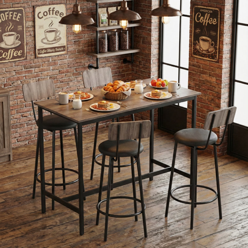 Ensemble de table de salle à manger, de pub et de table de salle à manger avec 4 tabourets de style moderne