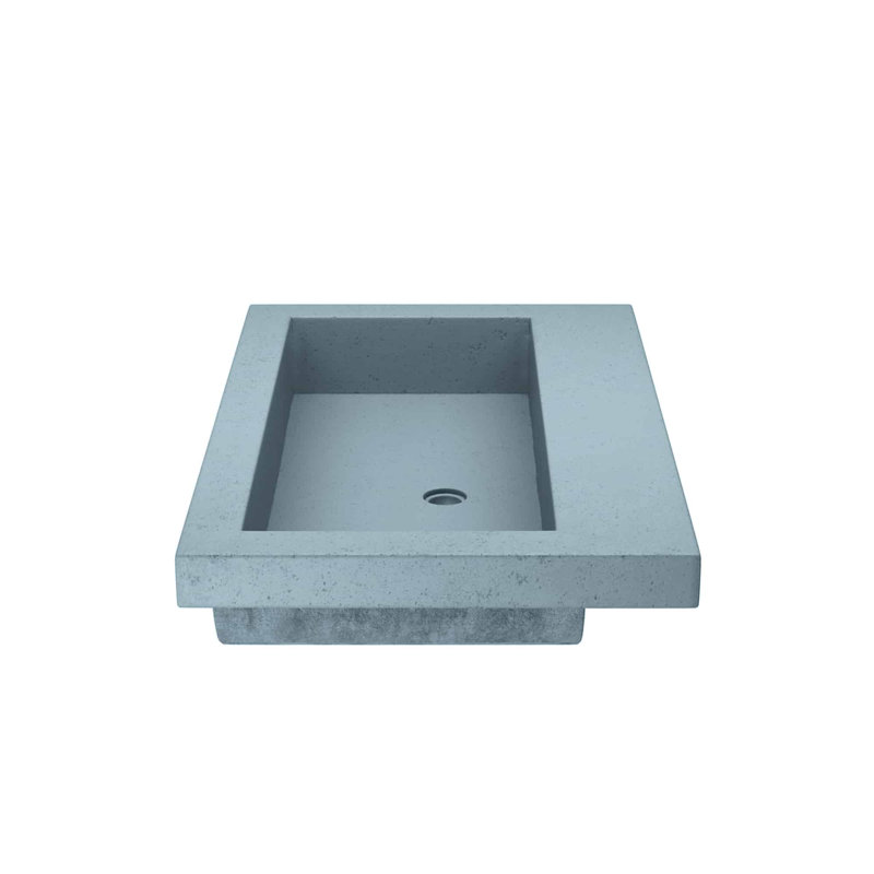 Trough Handmade Rectangular Drop-In Bathroom Sink, Ocean, No Faucet Hole