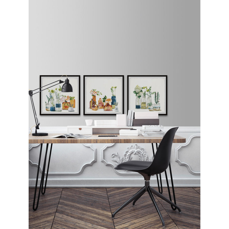 Triptyque arrangement floral facile, H 24 po x l 24 po x P 1,5 po