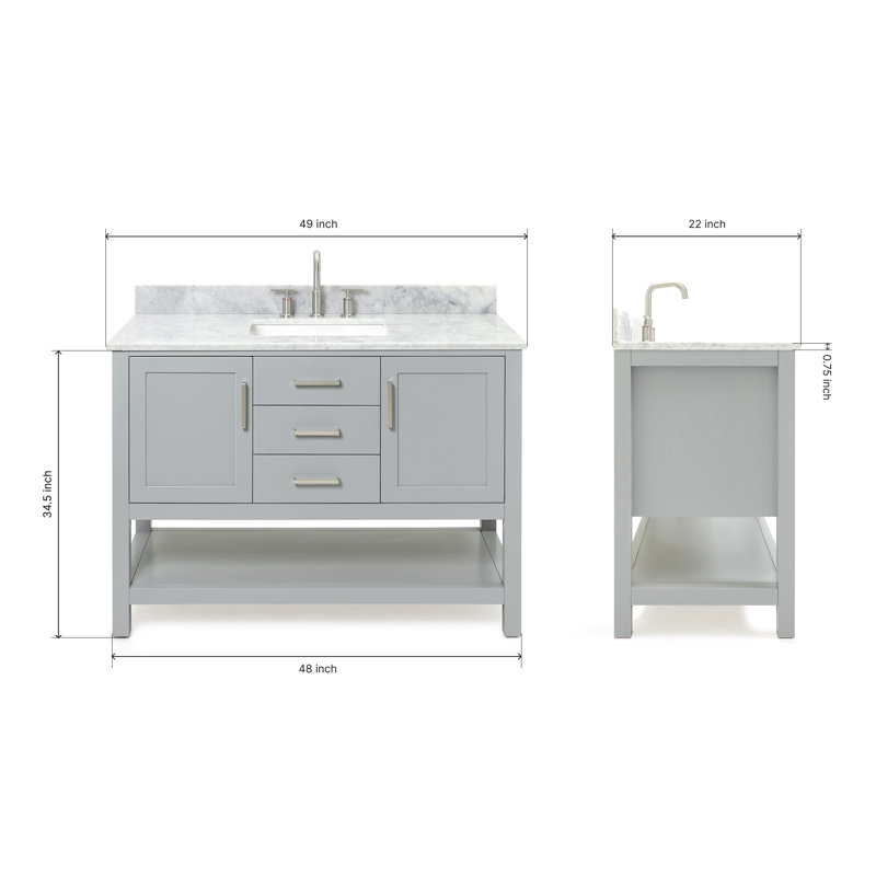 Bayhill 49'' W Single Vanity, Gray