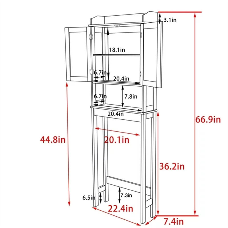 Rangement au-dessus de la toilette Naeshawn, Gris