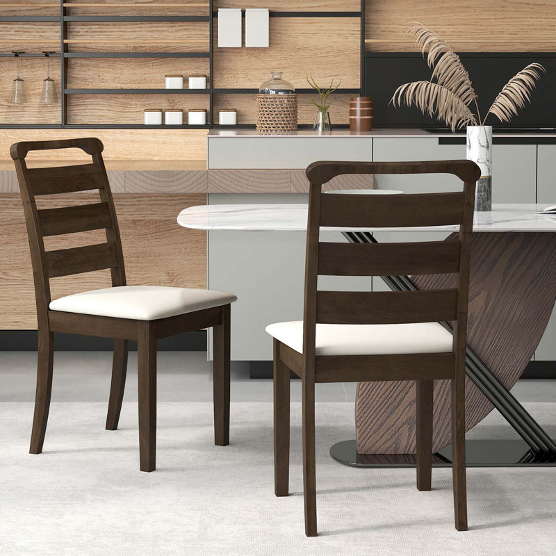 Chaise de salle à manger rembourrée moderne avec structure en bois d'hévéa, 2