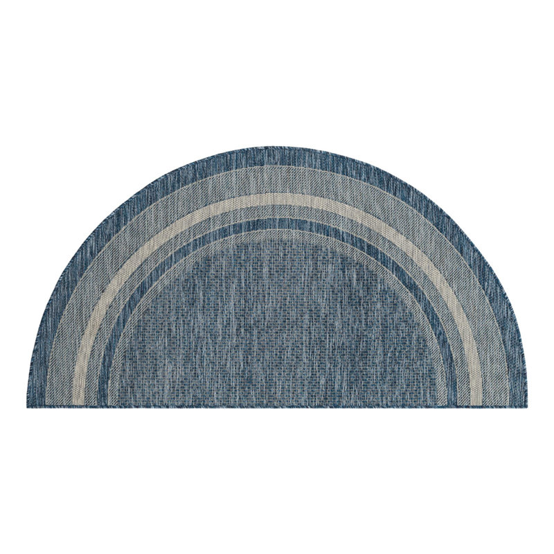 Tapis intérieur / extérieur bleu Swanee, Blue, Half-circle 3'1" x 6'1"