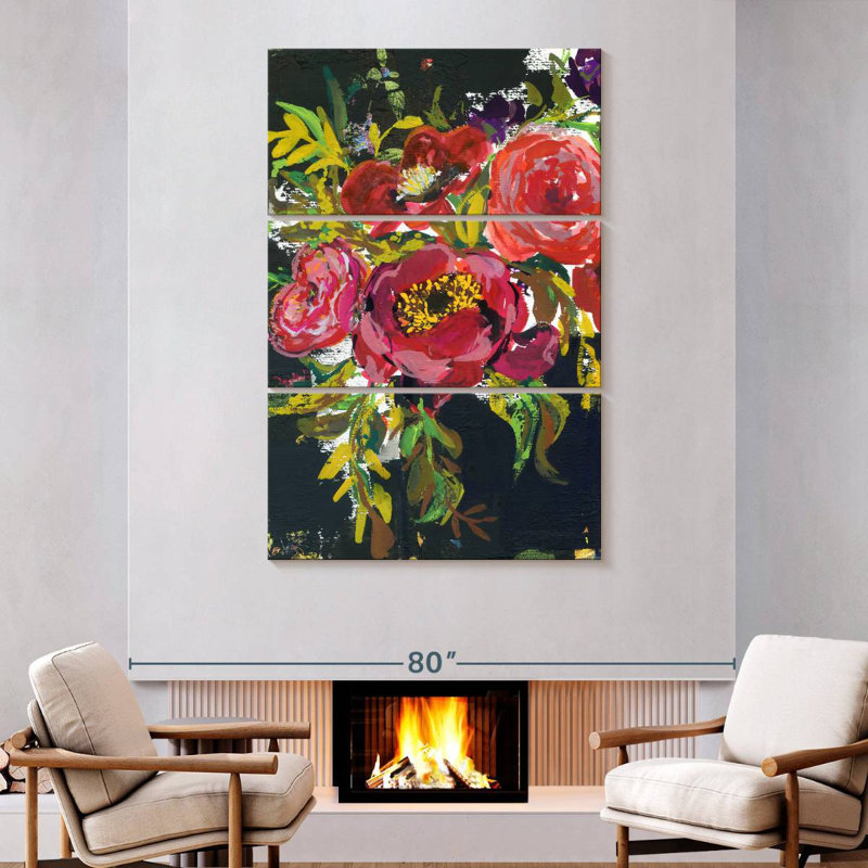 Bouquet abstrait Harnek en noir, H 74 po x l 48 po