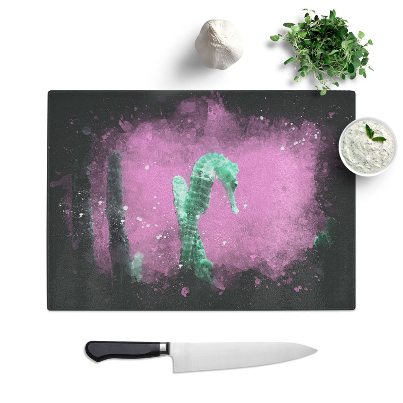 Seahorse Paint Splash Chopping Board, 0.4cm H x 28.5cm W x 39cm L