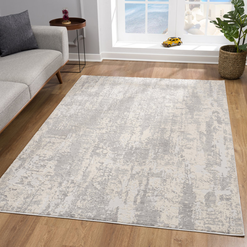 Tapis intérieur gris / beige à motif abstrait gris / beige 5 pi x 8 pi (5 pi 3 po x 7 pi 7 po) Tapis de salon, de chambre à coucher, de salle à manger et de cuisine