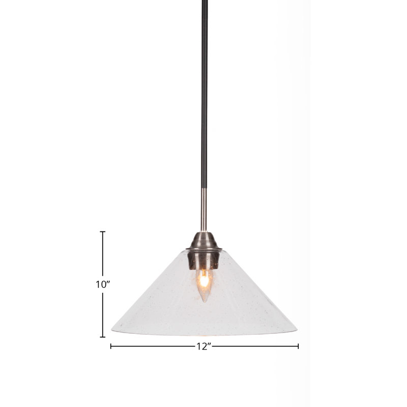 Luminaire suspendu en verre Paramount, Bulle transparente, H 10 po x l 12 po x P 12 po, Noir mat/nickel brossé