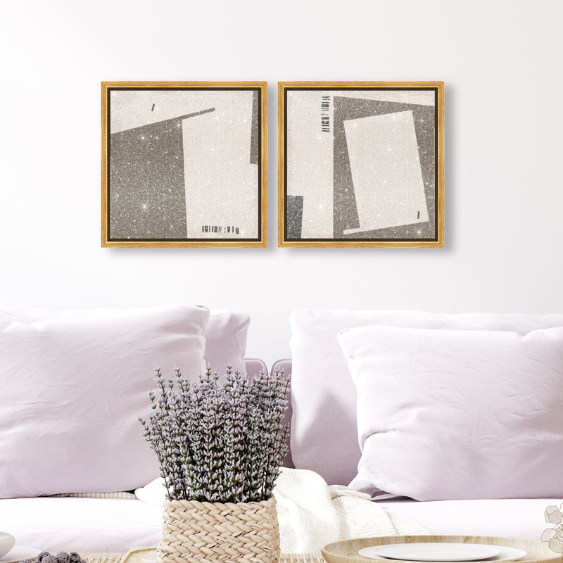Structural Set Set by Oliver Gal, 13"H x 13"W, Gold Floater Frame