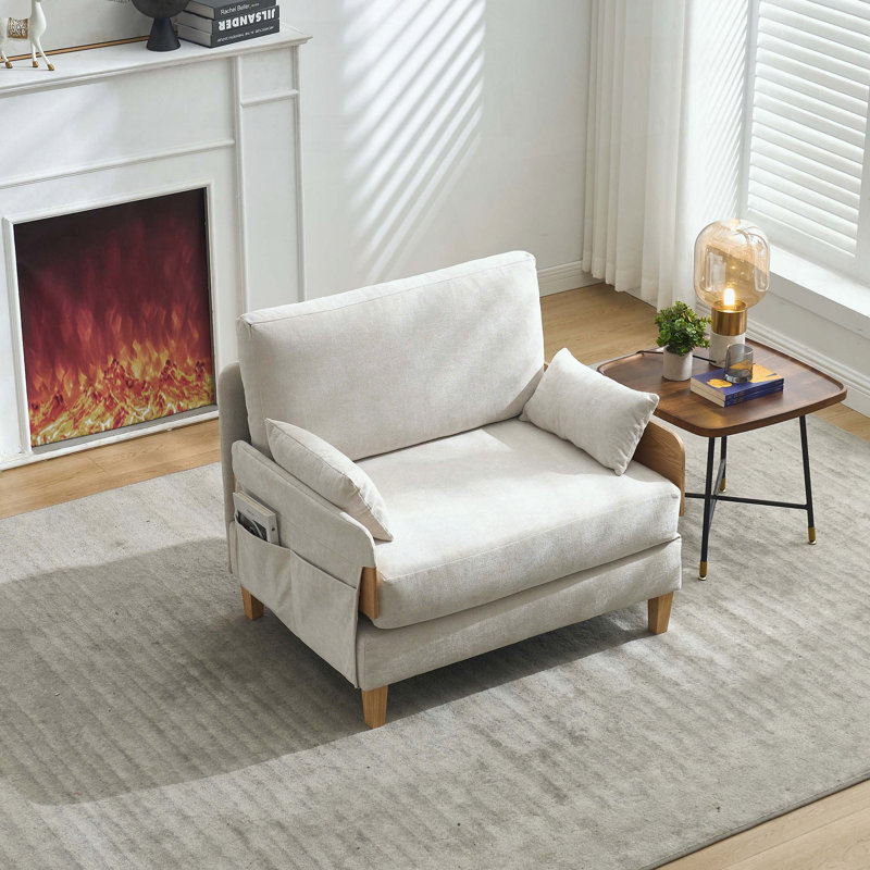 Canapé-lit convertible 3 en 1 - pliable - 3 coussins - poches latérales, Beige