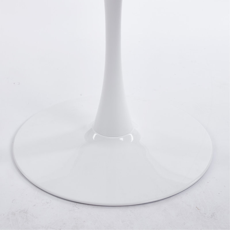 Table de salle à manger de style tulipe blanche avec plateau rond en MDF, table de salle à manger à piédestal et table basse