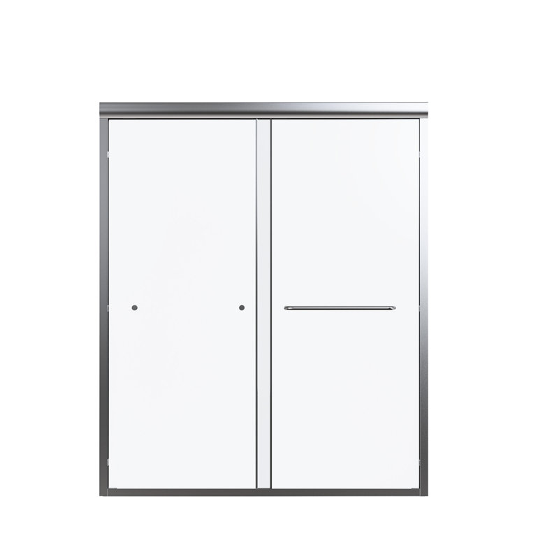Semi- Shower Door,  Materials Double Sliding 1/4" Thick Glass, Exceptional Durability, Brushed Nickel