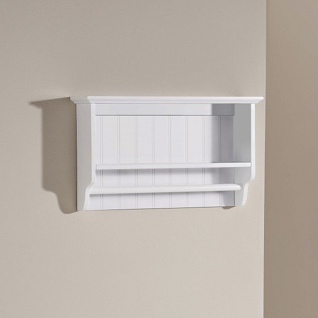 Ashbury Wood Accent Shelf with Towel Bar, White