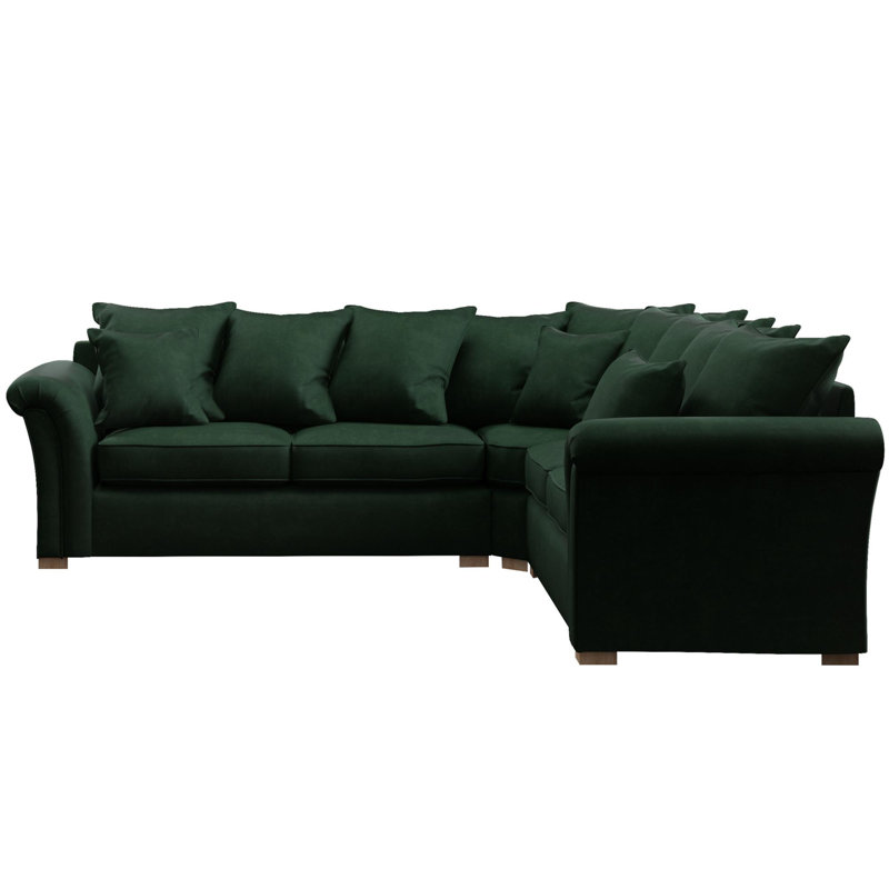 Castleacre Corner with two seats both sides, Scatter Back, Forest Green Polyester