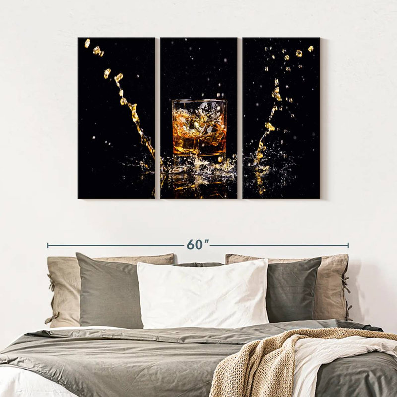 " Whiskey Splash " 3 - Pieces, 32" H x 50" W x 1.25" D