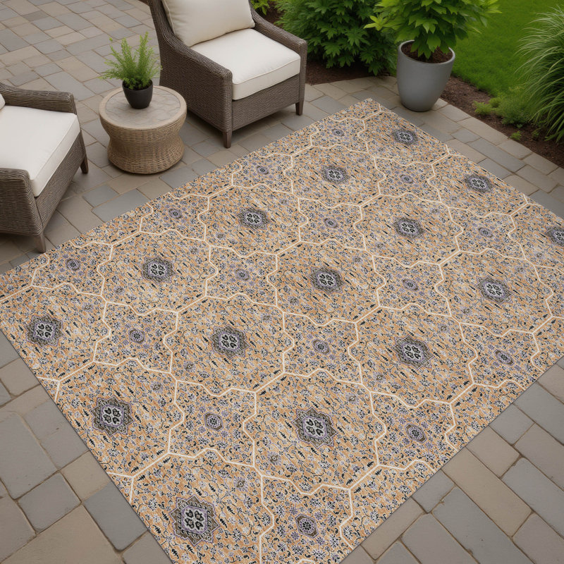Machine Washable Indoor/Outdoor Kugler ACN2409 Global Rug, Rectangle 9' x 12'