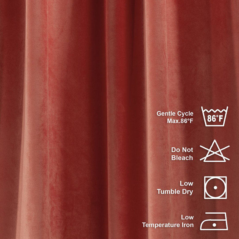 Room Darkening Single Curtain Panel, Salmon Orange, 130 W x 145 D cm