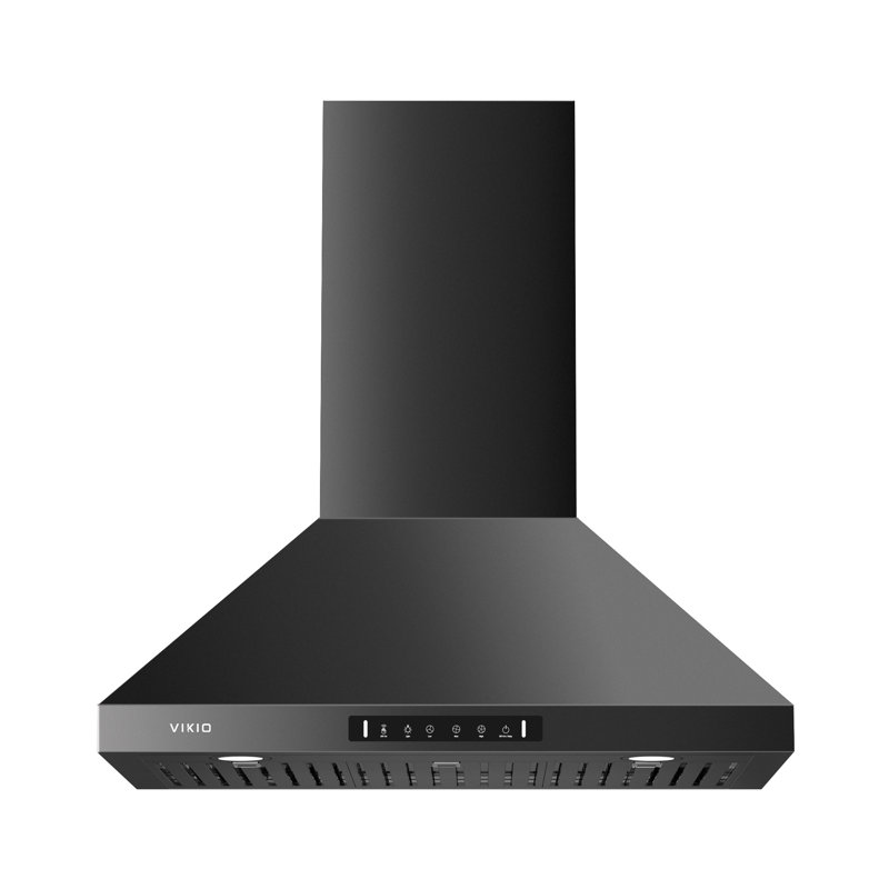 VIKIO 36" 900 CFM Convertible Wall Mount Range Hood in Stainless Steel with LEDS, Charcoal Filter and Gesture Control, Black
