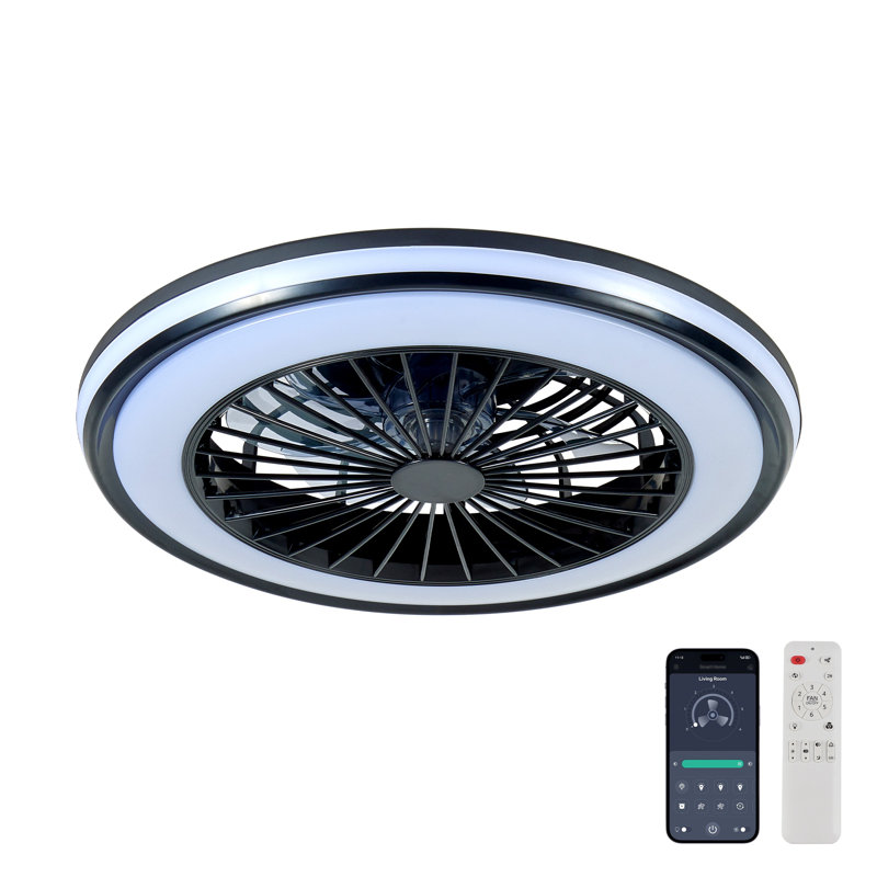 Ventilateur de plafond à DEL moderne avec télécommande - Changement de couleur à intensité variable et contrôle de vitesse continu pour le salon
