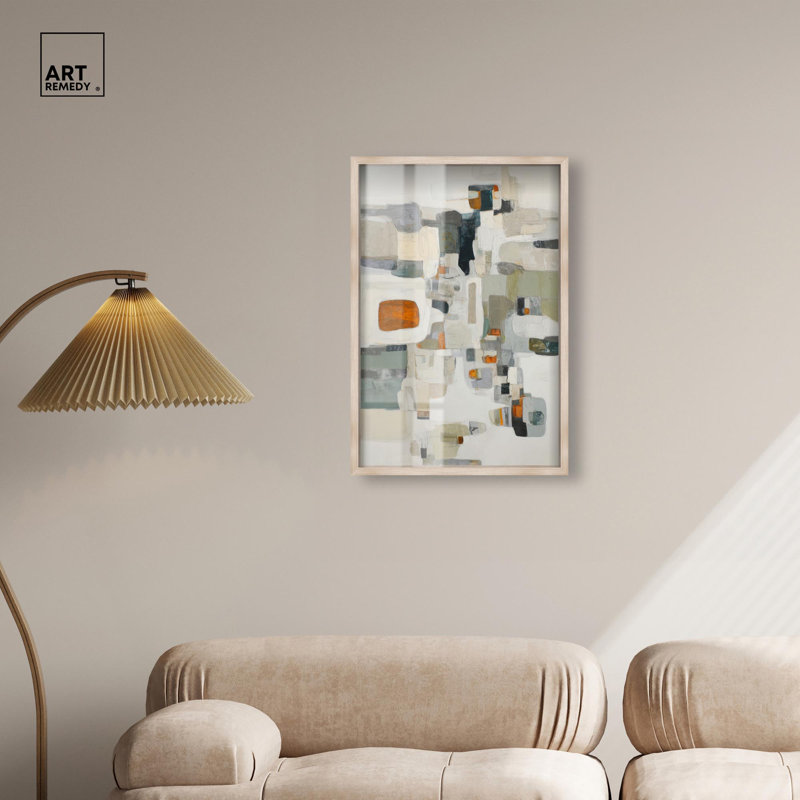 Décoration murale moderne "River Stones II" par Art Remedy, cadre blond, 20 x 30, H 31 po x l 21 po, Cadre blond