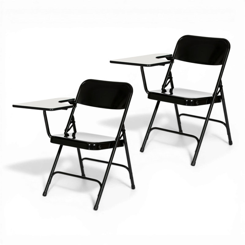Chaise pliante en métal avec accoudoirs tablette Bernadine, paquet de 2