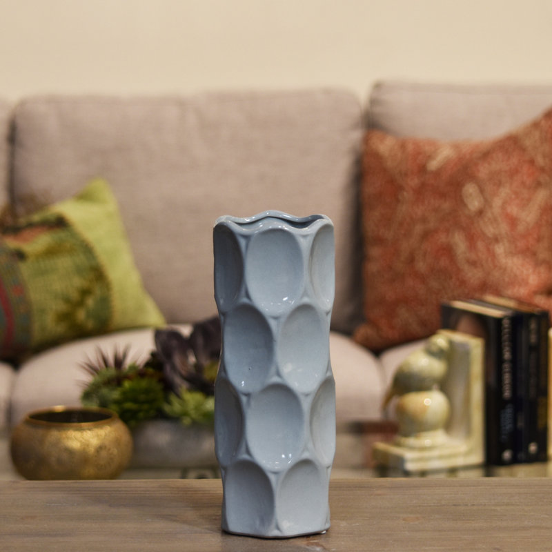 Grier Table Vase, 11" H x 4.5" W x 4.5" D, Gray