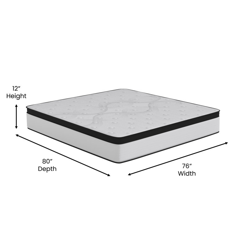 Capri Comfortable Sleep Extra Firm Pocket Spring and Foam Hybrid Mattress by Flash Furniture, 12", King