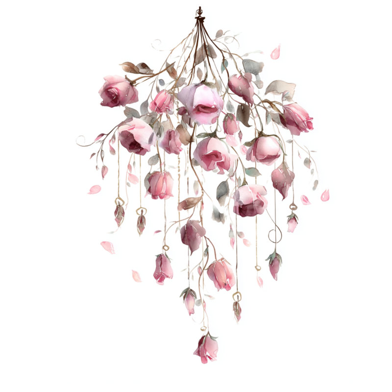 Toile tendue avec aquarelle roses roses, 16 po x 16 po