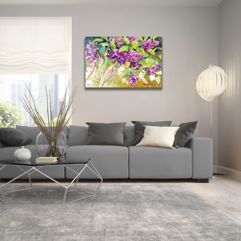 Art mural en verre épique «Spring Lilac» par Annelein Beukenkamp, H 24 po x l 36 po x P 0,2 po