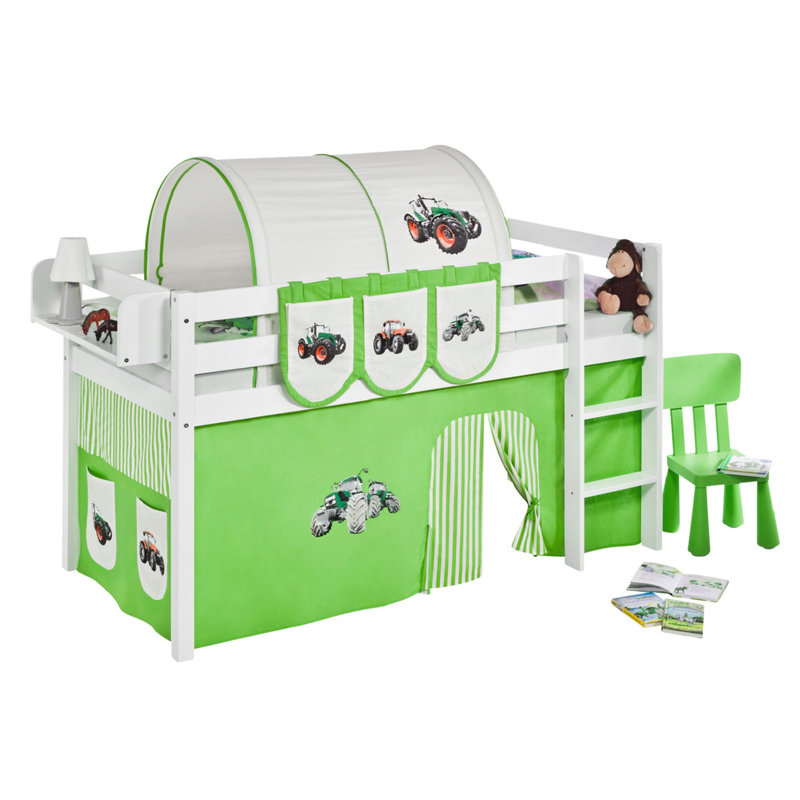 Trecker Bed Frames Mid Sleeper Loft Bed by Lilokids, Green/Beige, 90cm W x 200cm L