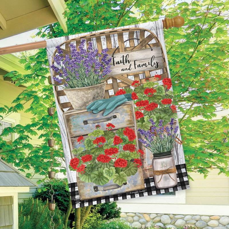 Drapeau de maison de campagne Faith and Family Farmhouse