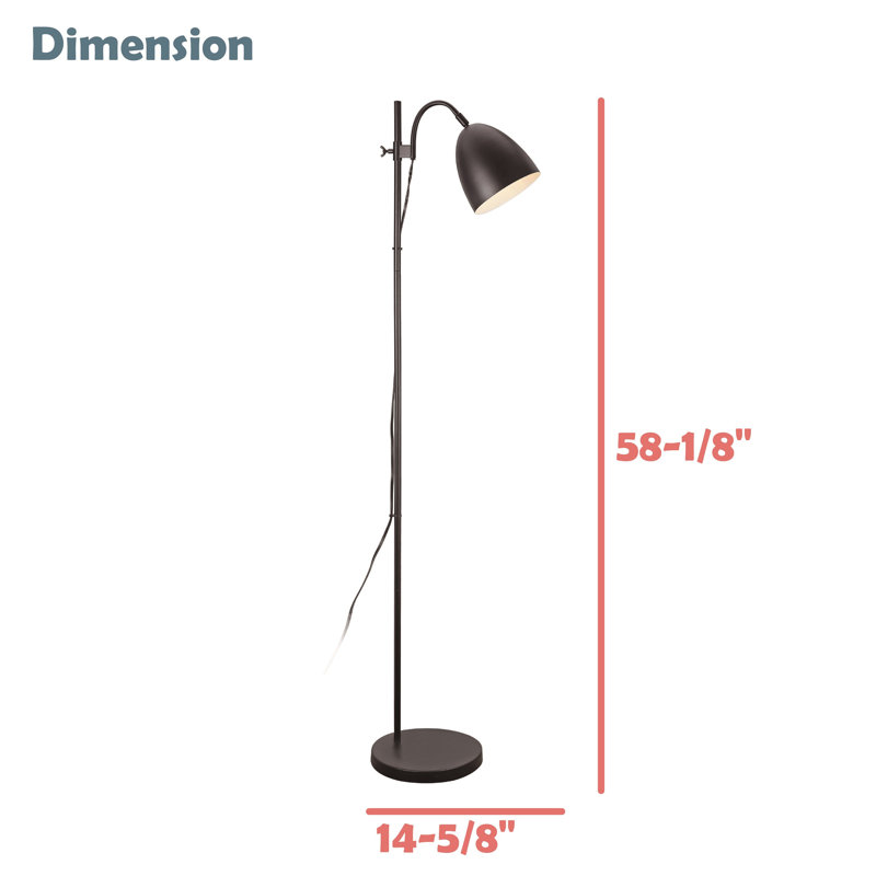 #42002-01-1,Floor Lamp Shade,61-7/8"H,E26 Socket,Bulb Not Included, Matte Black, Powder Coated