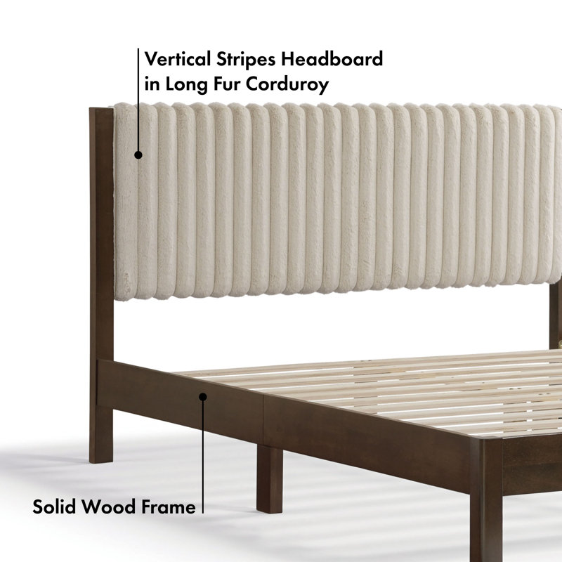 Casondra Upholstered Platform Bed, Dark Walnut