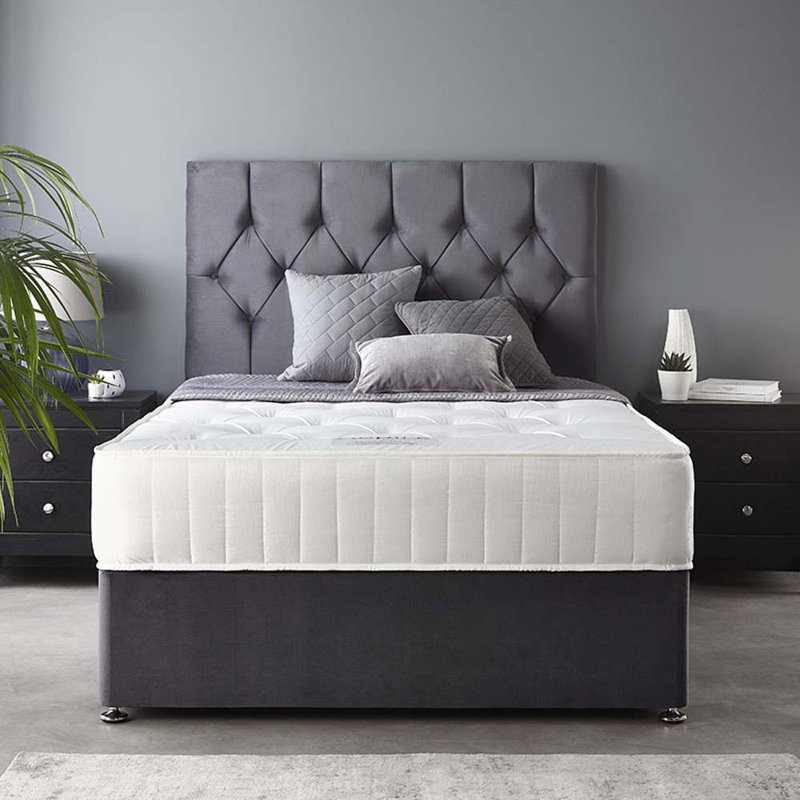 Boutique Pocketsprung Divan Bed Set, Steel, 2 Drawers, Double (4'6)