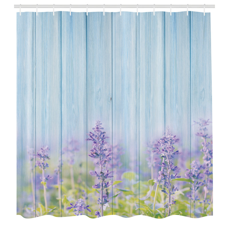 Lavender Field Lilac Blue Polyester Shower Curtain with Hooks