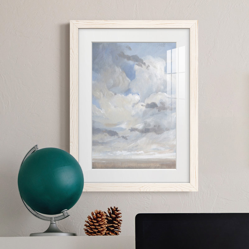Ciel bleu I - peinture encadrée, Cadre blanc, H 24 po x l 20 po x P 1 po