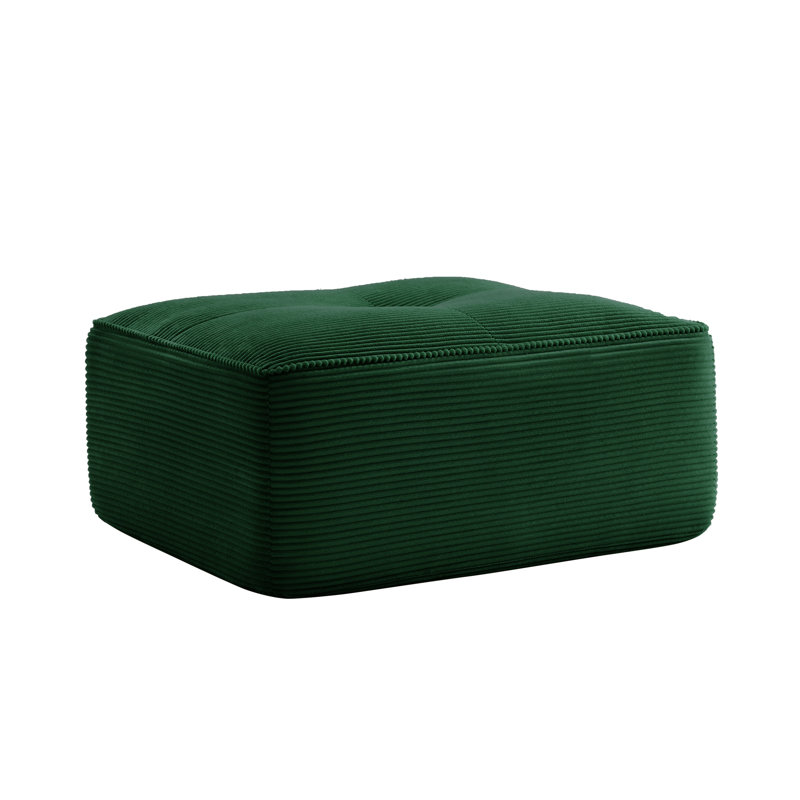 Repose-pieds modulaire en velours côtelé vert - l 36,22 po x P 28,74 po, Vert, Vert